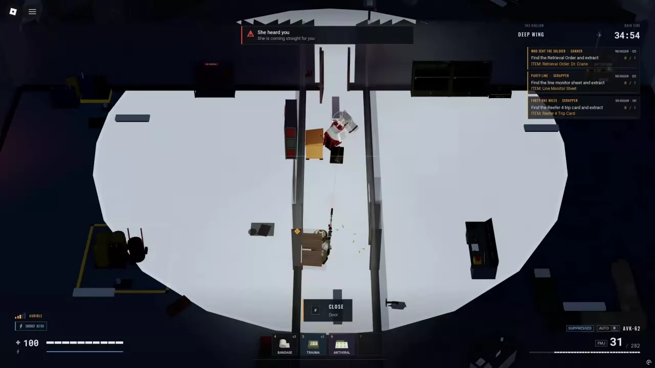 The Mayor approaches through a doorway while the She heard you warning is active.